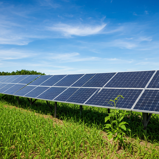 Organic farming with solar panels